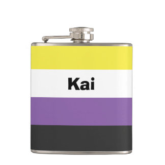 Nonbinary Pride Flag Name or Monogram Flask