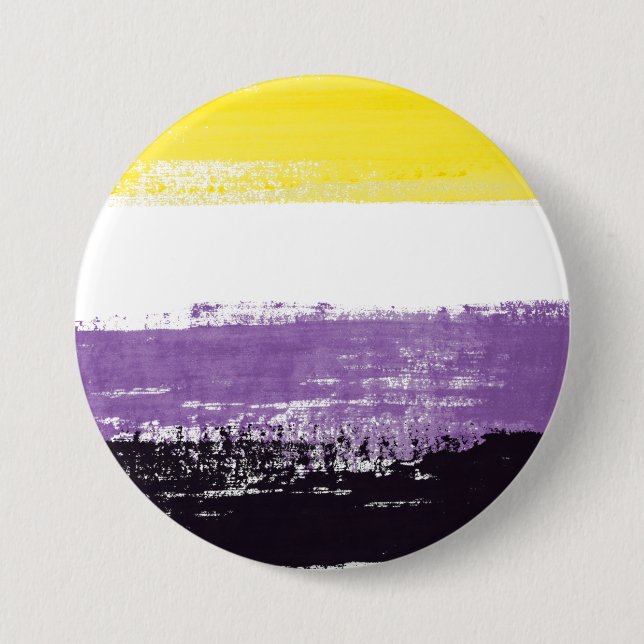 Nonbinary Pride Flag Painted Button (Front)