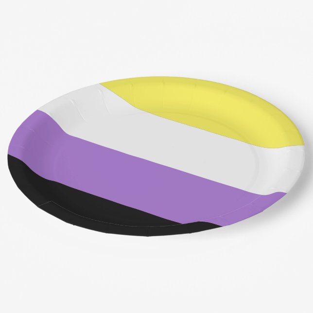 Nonbinary Pride Flag Paper Plates (Angled)