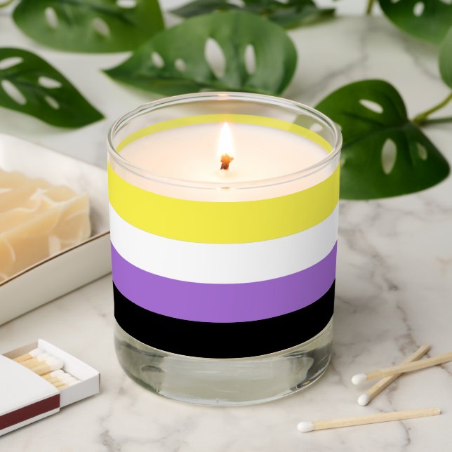 Nonbinary Pride Flag Scented Candle (Lit)