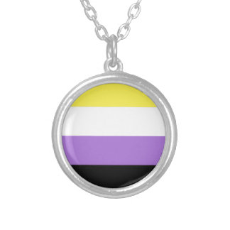 Nonbinary Pride Flag Silver Plated Necklace