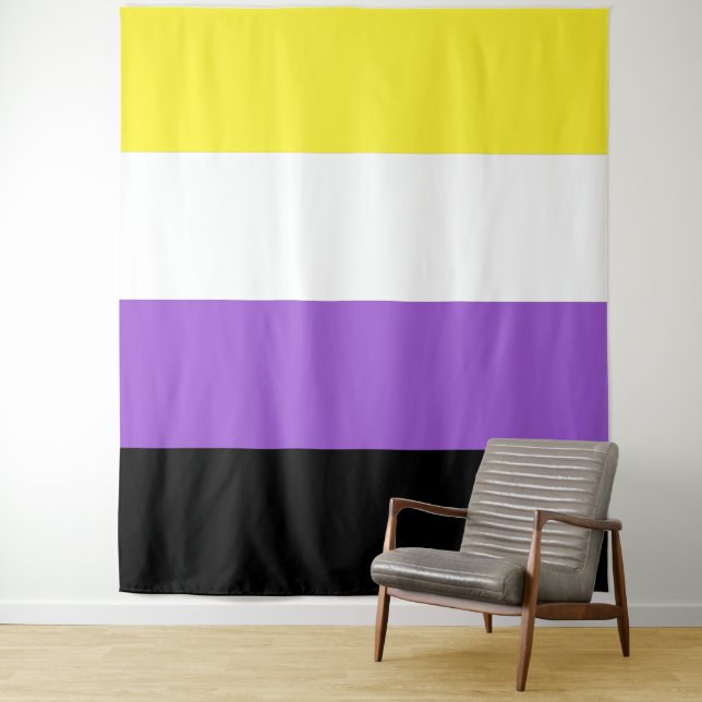 Nonbinary Pride Flag Vertical Tapestry (In Situ)