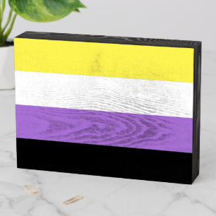 Nonbinary Pride Flag Wooden Box Sign