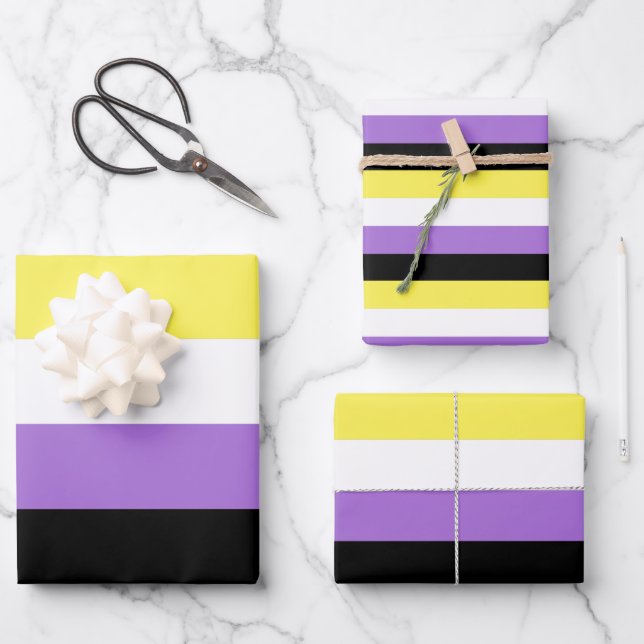 Nonbinary Pride Flag Wrapping Paper Sheets (Front)