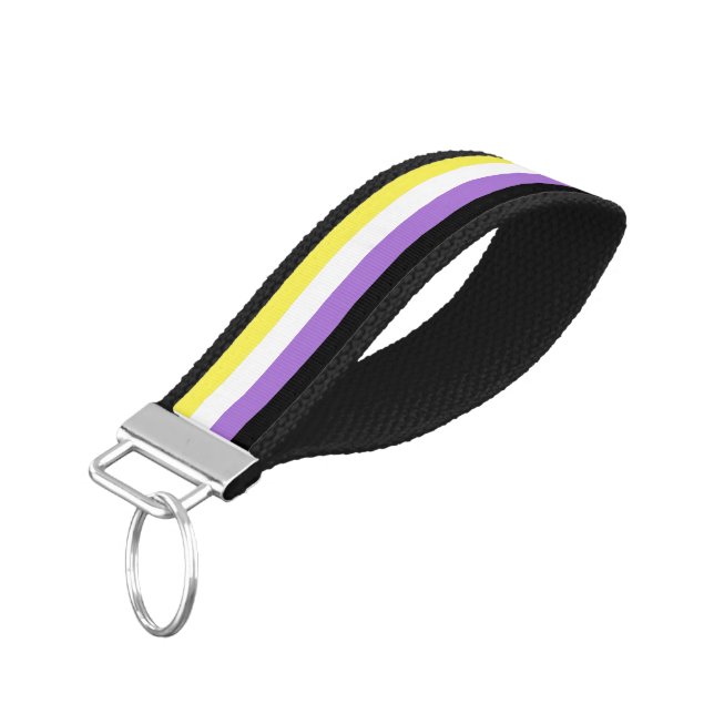 Nonbinary Pride Flag Wrist Keychain (Angled Down)