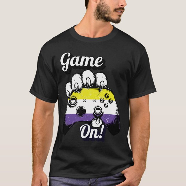 Nonbinary Pride Game On Tiger Paw Controller Shirt (Front)