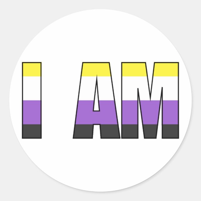 NonBinary  Pride I AM White Background Classic Round Sticker (Front)