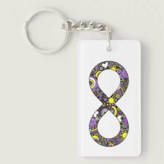 Nonbinary Pride Infinity Neurodiverse Doodle Keychain
