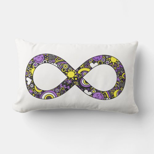 Nonbinary Pride Infinity Neurodiverse Doodle Lumbar Pillow