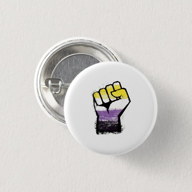Nonbinary Pride Protest Fist Button (Front & Back)