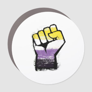 Nonbinary Pride Protest Fist Car Magnet