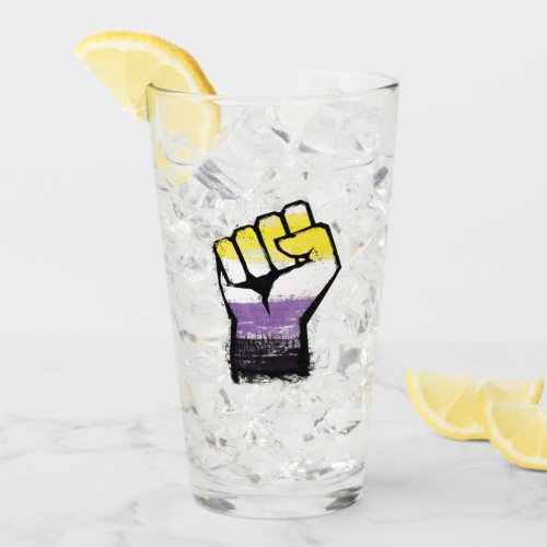 Nonbinary Pride Protest Fist Glass