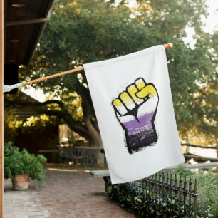Nonbinary Pride Protest Fist House Flag