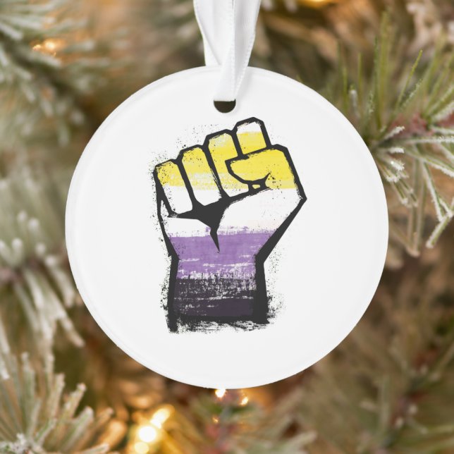 Nonbinary Pride Protest Fist Ornament (Tree)