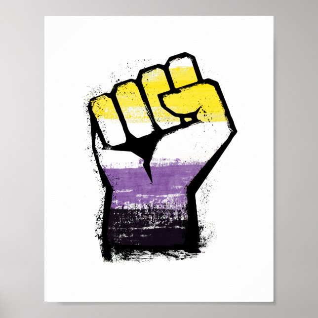 Nonbinary Pride Protest Fist Poster (Front)