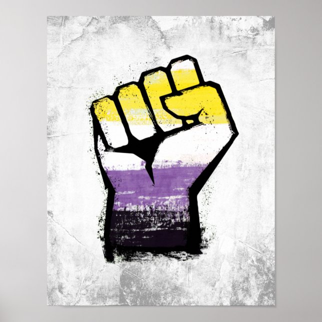 Nonbinary Pride Protest Fist Poster (Front)