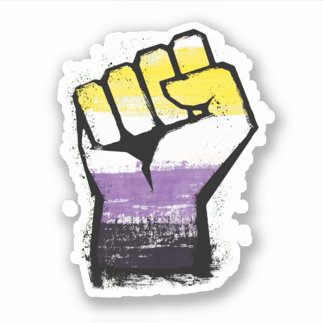 Nonbinary Pride Protest Fist Sticker (Front)