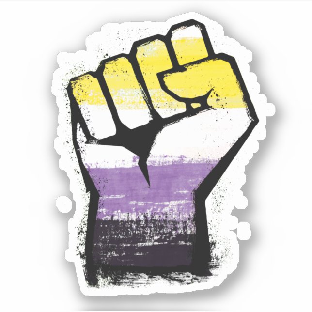 Nonbinary Pride Protest Fist Sticker (Front)