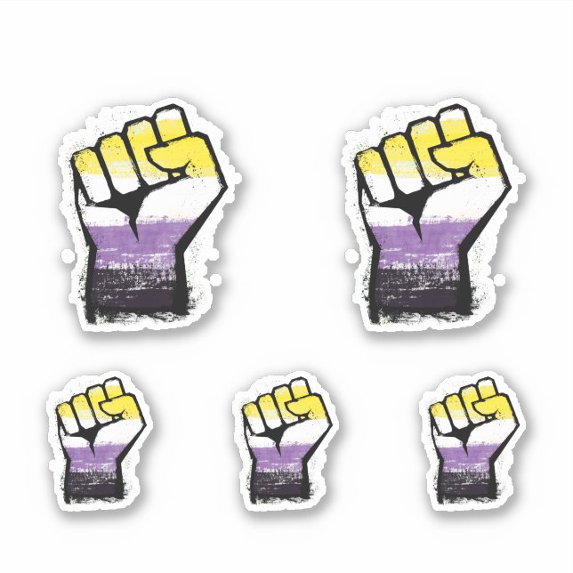 Nonbinary Pride Protest Fist Sticker (Front)