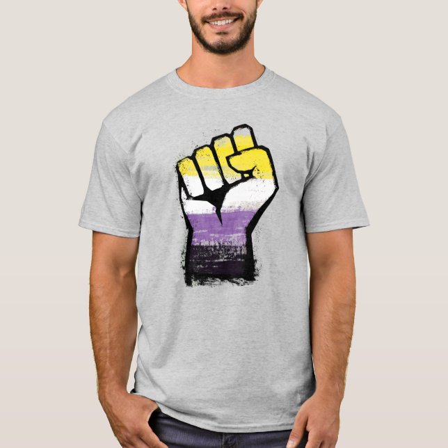 Nonbinary Pride Protest Fist T-Shirt (Front)
