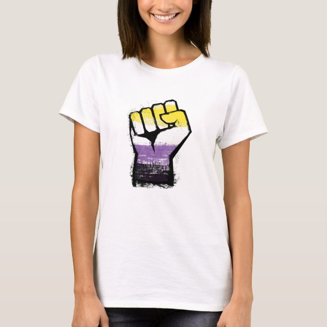 Nonbinary Pride Protest Fist T-Shirt (Front)