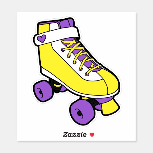  Nonbinary Pride Purple Yellow 80s Rollerskate Sticker