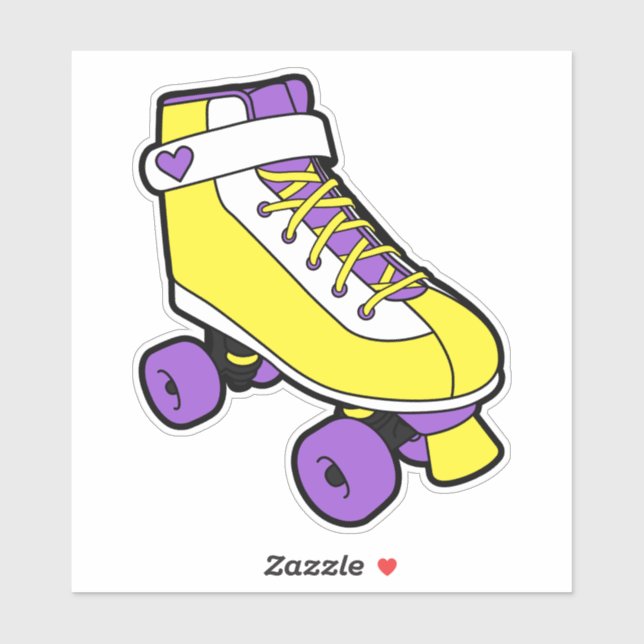 Nonbinary Pride Retro Yellow Roller Skate Sticker (Sheet)