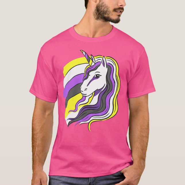 Nonbinary Pride Unicorn Nonbinary Flag Lgbtq Non B T-Shirt (Front)