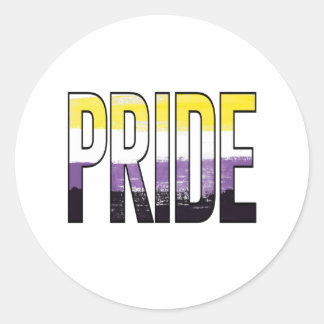 Nonbinary Pride Word Classic Round Sticker