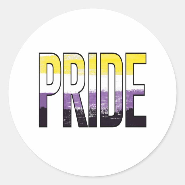 Nonbinary Pride Word Classic Round Sticker (Front)