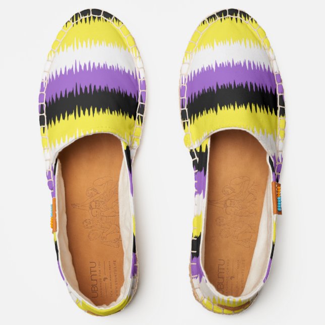 Nonbinary Pride Zig Zag Pattern LGBT Espadrilles (Front)