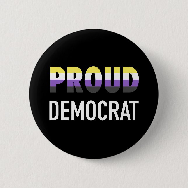 NonBinary Proud Democrat Button (Front)