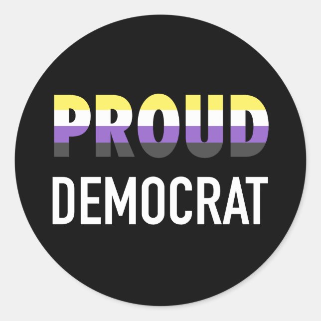 NonBinary Proud Democrat Classic Round Sticker (Front)
