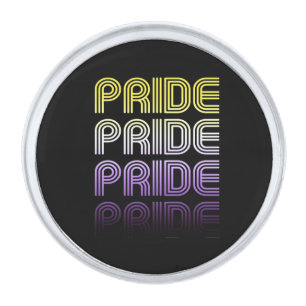 Nonbinary Retro Pride Silver Finish Lapel Pin