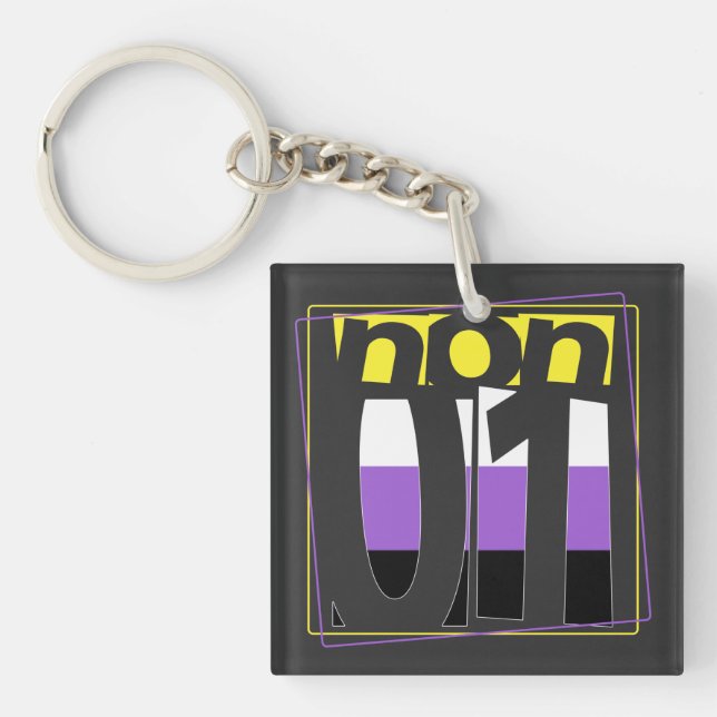 NonBinary Support and NonBinary Pride Keychain (Front)