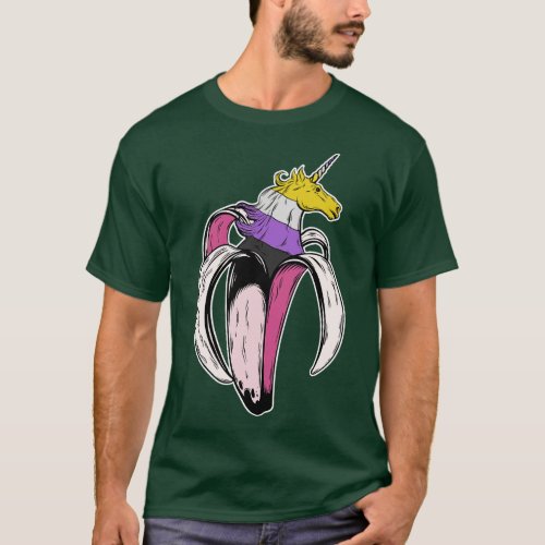 Nonbinary Unicorn Banana LGBT Pride Flag T_Shirt