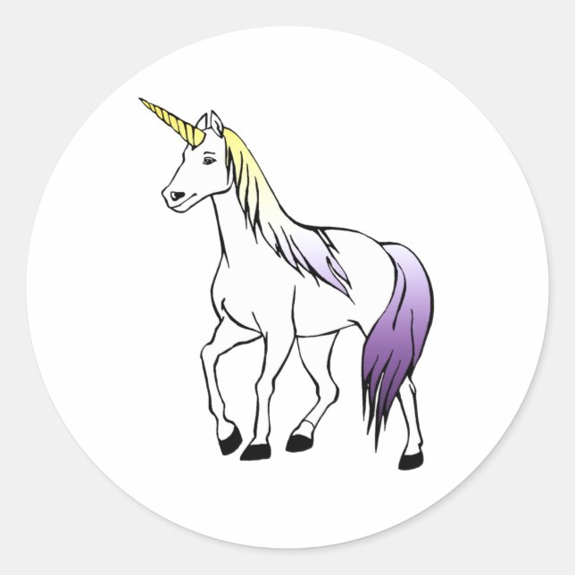 Nonbinary Unicorn  Classic Round Sticker (Front)