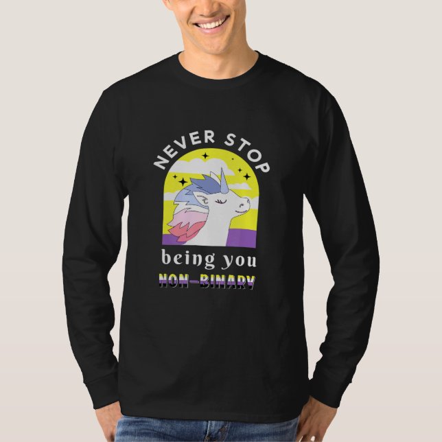 Nonbinary Unicorn Enby Genderqueer Non Binary T-Shirt (Front)