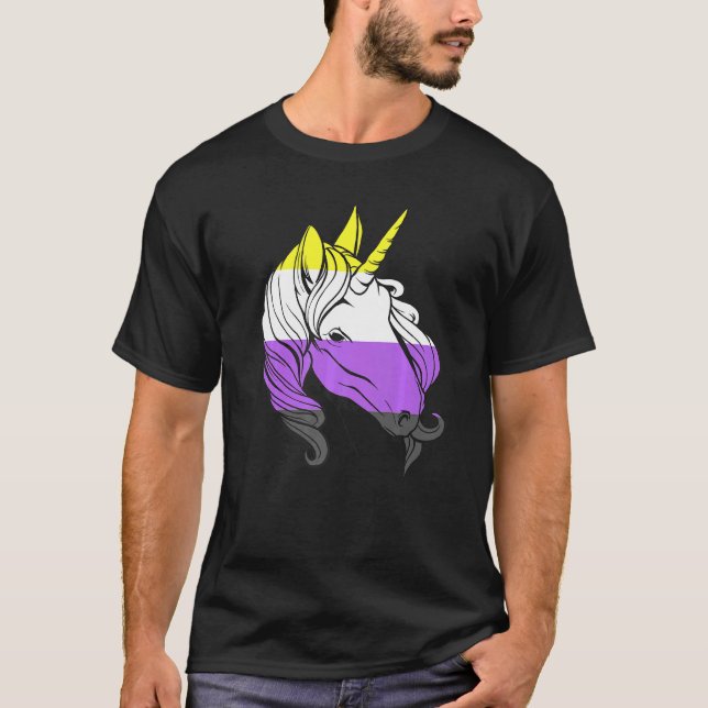 Nonbinary Unicorn Nonbinary Flag LGBTQ Nonbinary P T-Shirt (Front)