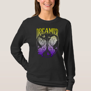 Nonbinary Vintage Retro Butterfly Rose Nb Enby Pri T-Shirt