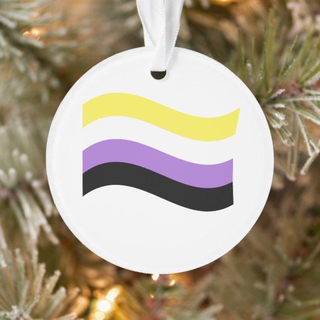 NonBinary Waving Flag Ornament (Tree)
