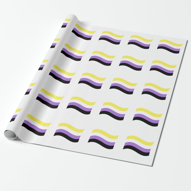 NonBinary Waving Flag Wrapping Paper (Unrolled)