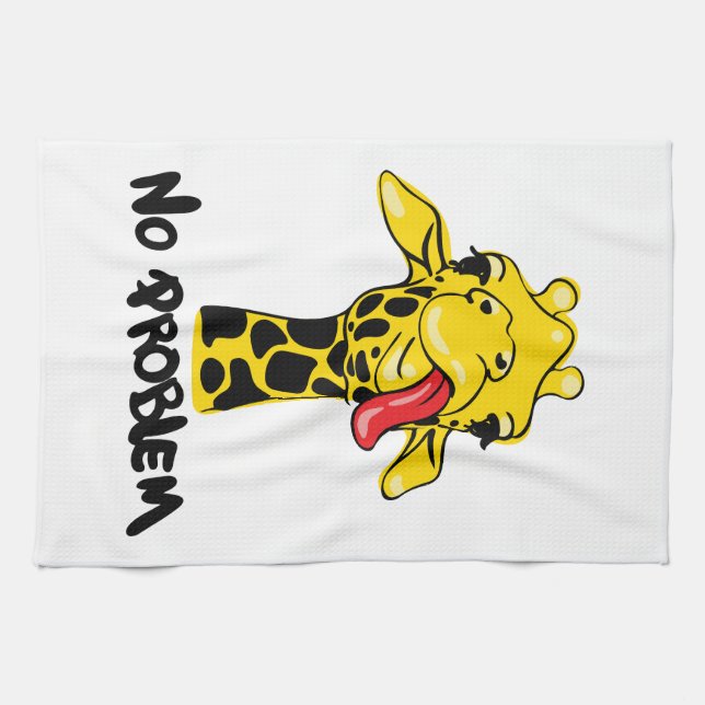 Nonchalant Giraffe: No PROBLEM Attitude Kitchen Towel (Horizontal)