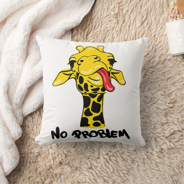 Nonchalant Giraffe: No PROBLEM Attitude Throw Pillow (Blanket)