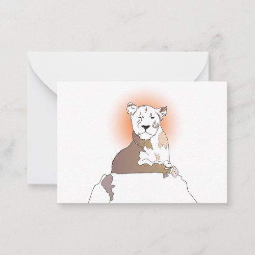 Nonchalant lioness graphic artwork Flat Note Card