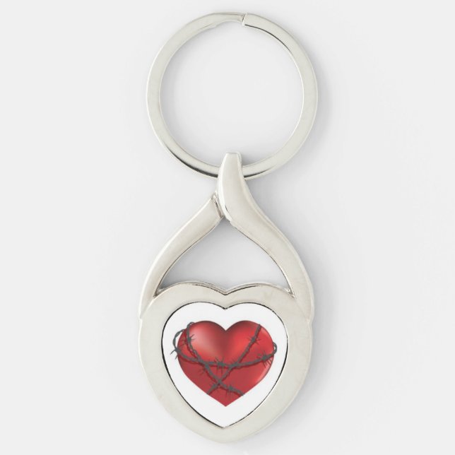 Noncustodial Mother's Tortured Heart Keychain (Front)