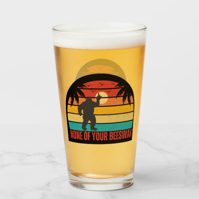 None Of Your Beeswax Bigfoot Middle Finger Beer Glass (Front Filled)