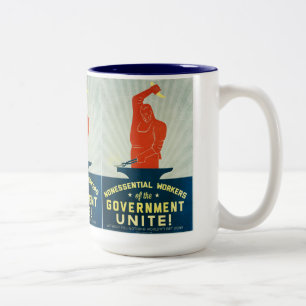 Nonessential Workers of the Government Unite Two-Tone Coffee Mug