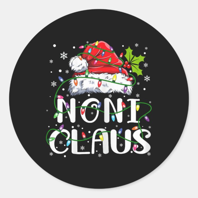 Noni Claus Christmas Santa Hat Matching Family Xma Classic Round Sticker (Front)