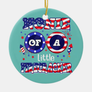Nonie Of A Little Firecracker 4th of July Ceramic Ornament